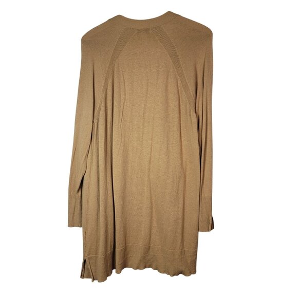 Ava & Viv Sweater Cardigan Duster Brown 1X Knit Long Sleeve Pockets Open Front - Picture 5 of 7